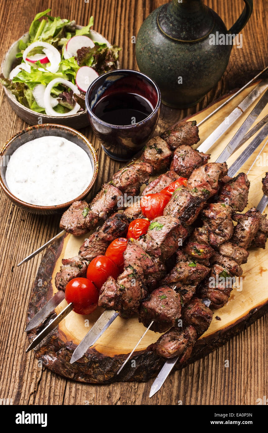 shashlik di agnello Foto Stock