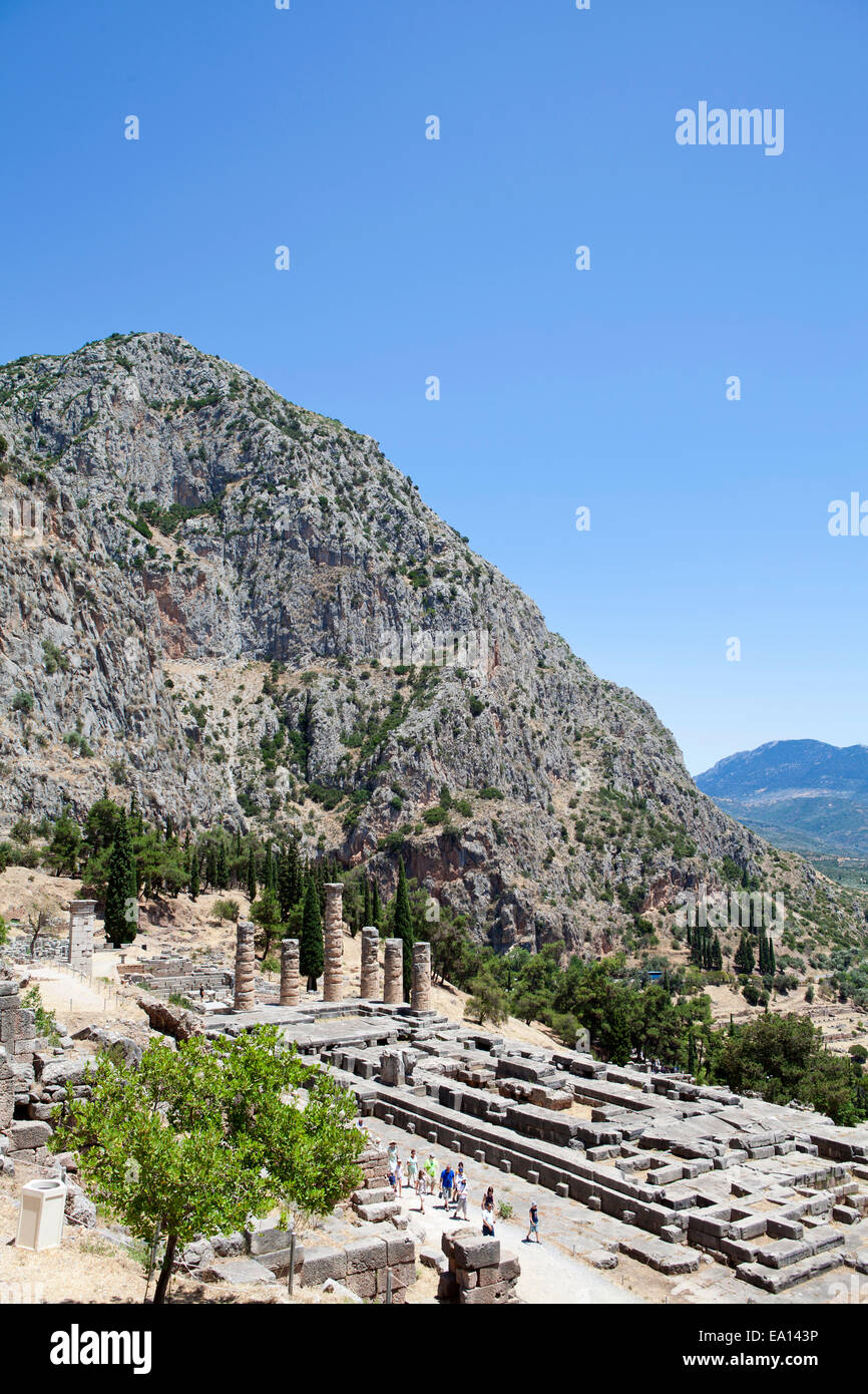 Delphi, Tempio di Apollo Foto Stock