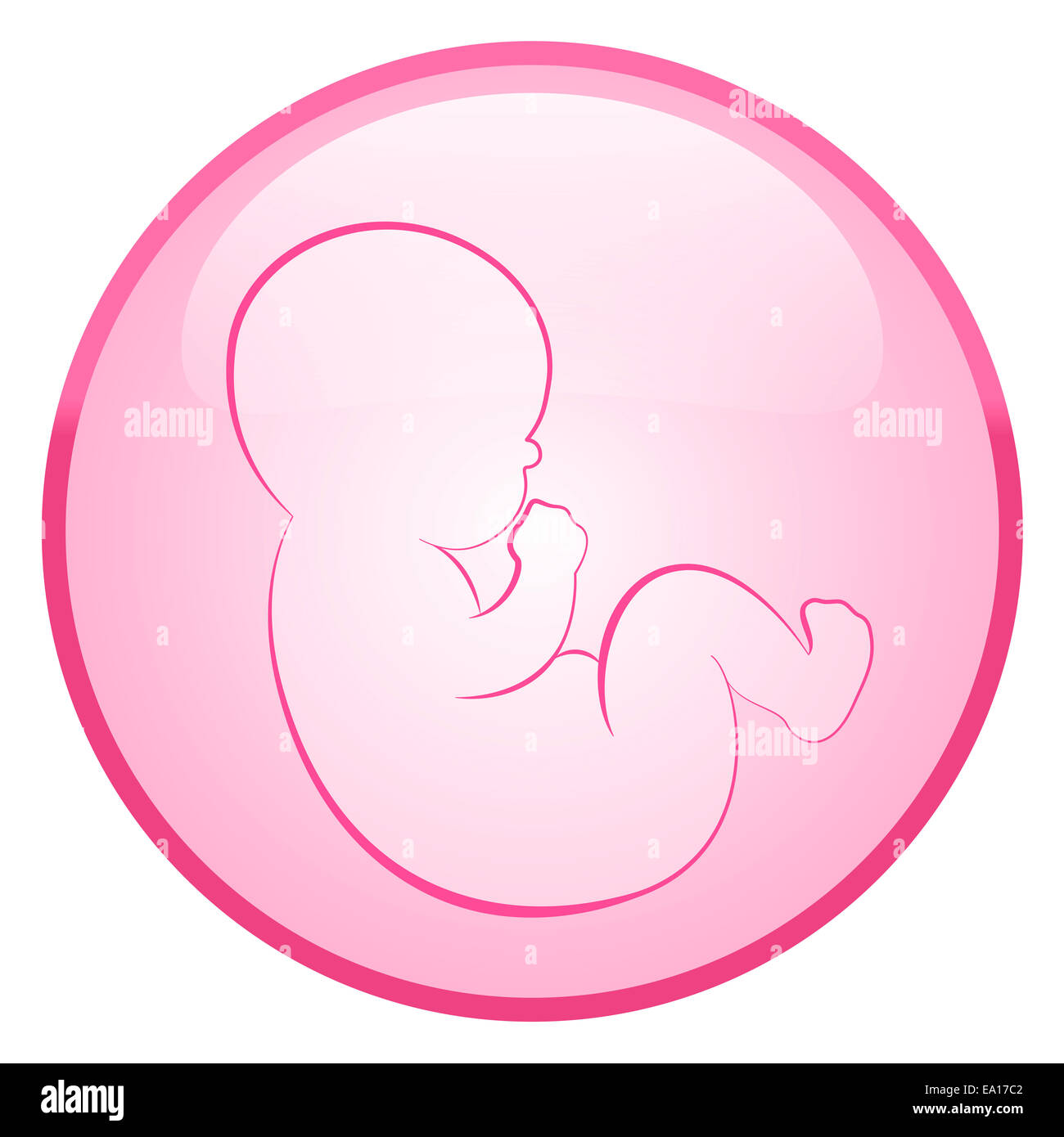 Baby girl icona su una rotonda bolla rosa. Foto Stock