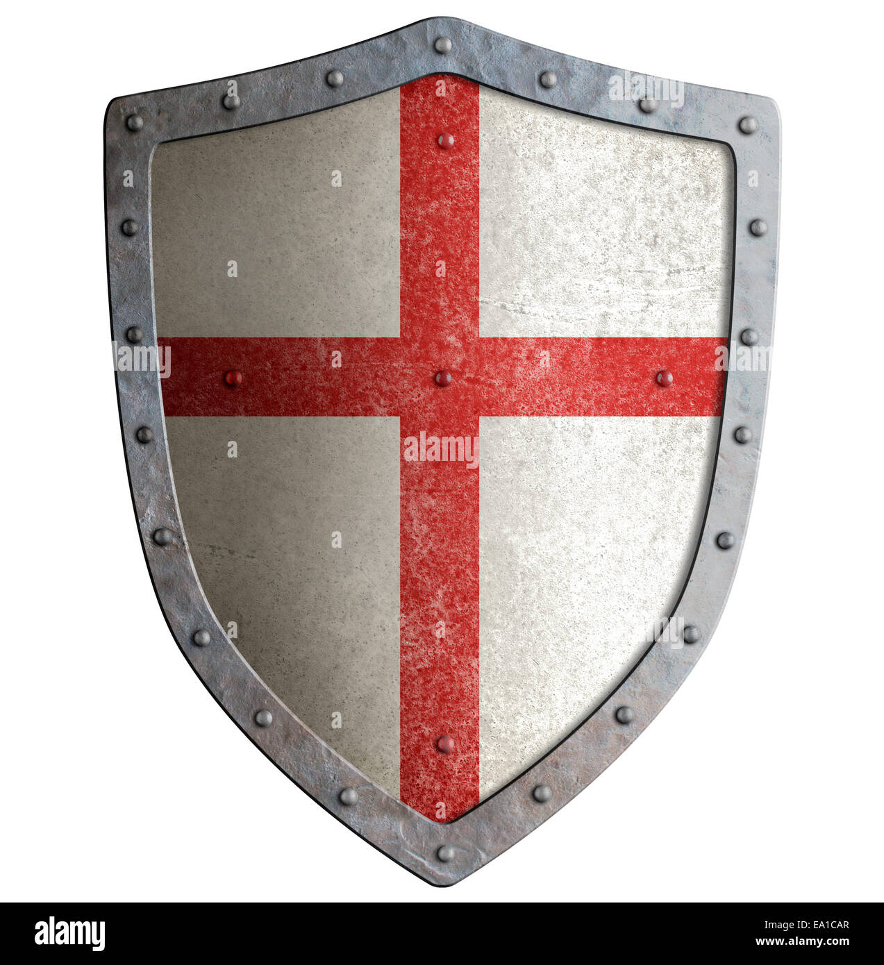 Il vecchio templare crociato o la protezione in metallo isolato Foto Stock