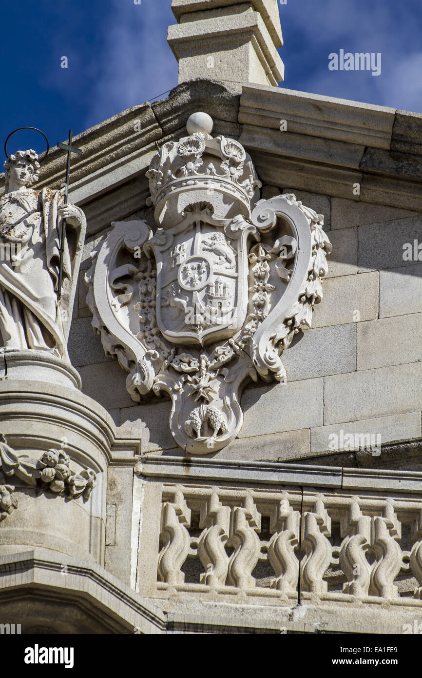 Scudo scultura, Cattedrale di Toledo, Spagna Foto Stock