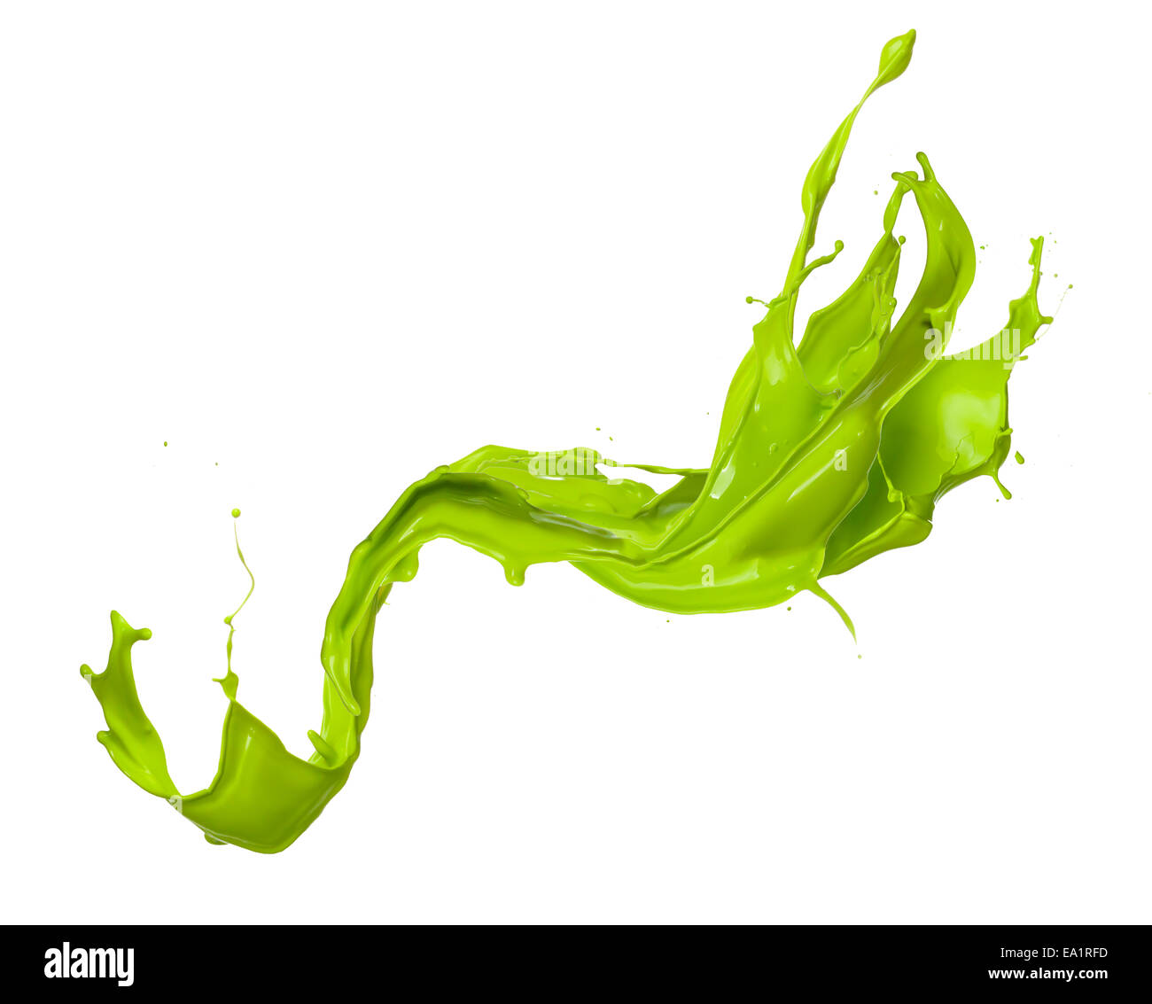 Vernice verde splash, isolati su sfondo bianco Foto Stock