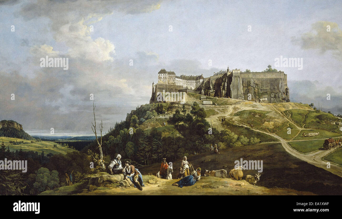 Bernardo Bellotto la fortezza di Königstein Foto Stock