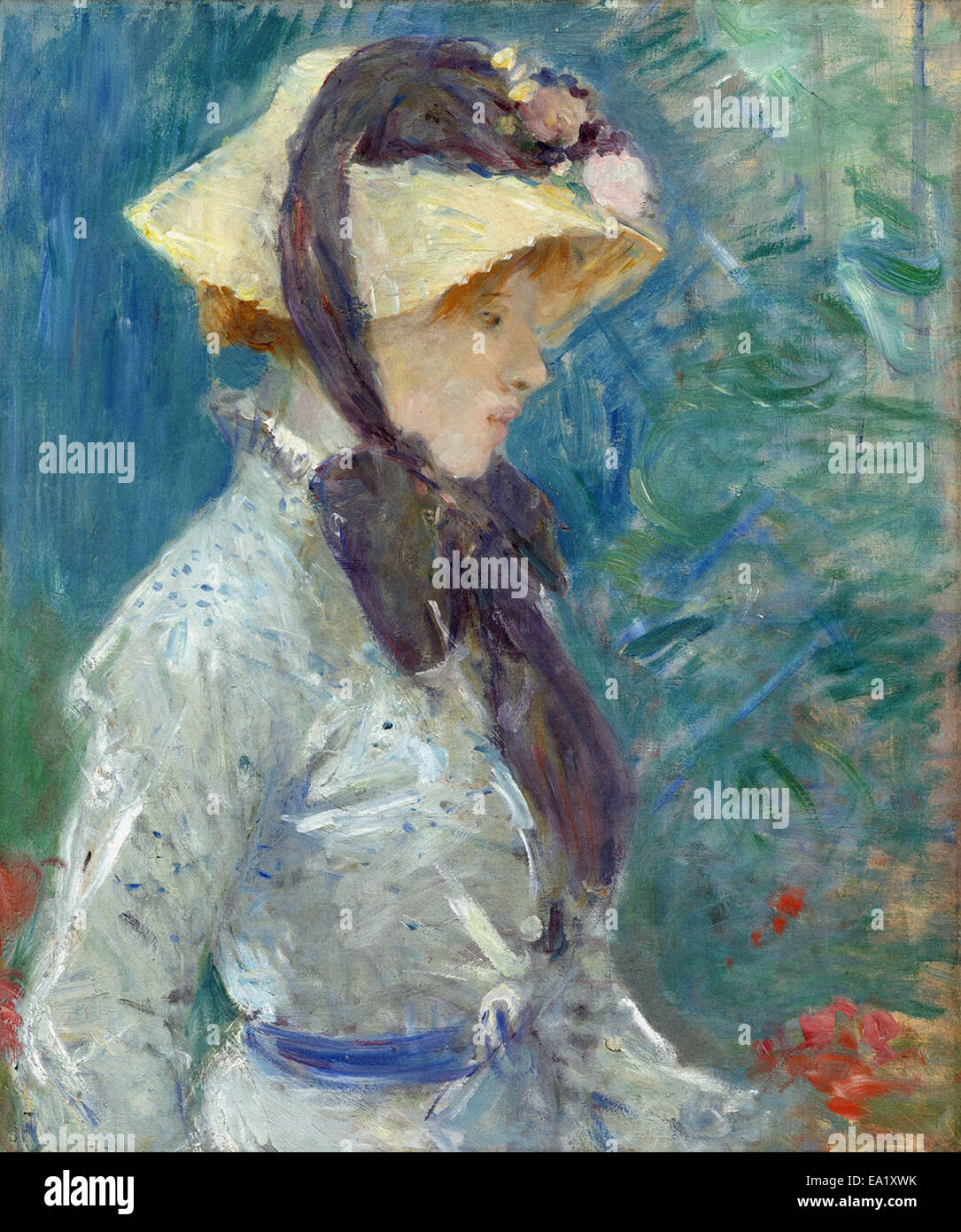 Berthe Morisot giovane donna con un cappello di paglia Foto stock - Alamy