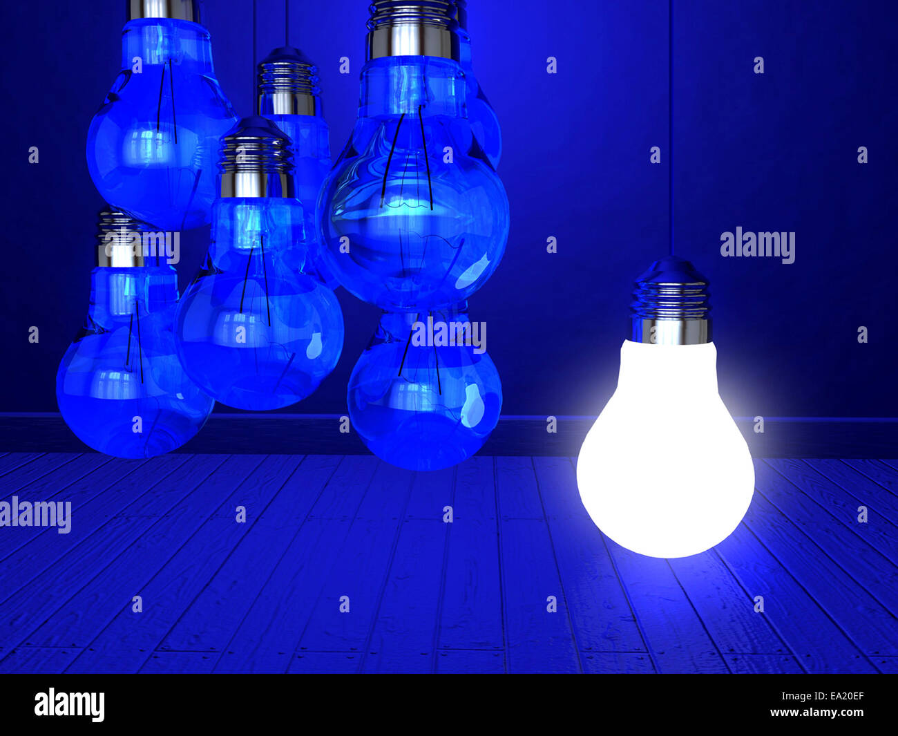 Lampadina della luce di lampade su un colore di sfondo Foto Stock