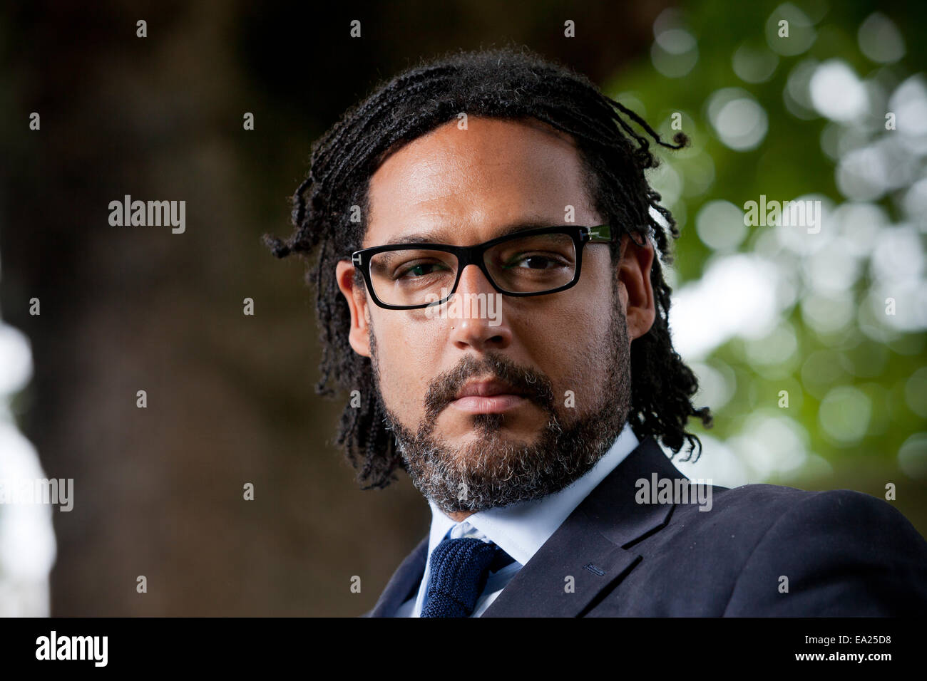 David Olusoga è un cittadino britannico di historian nigeriano, autore e regista, al Edinburgh International Book Festival 2014. Foto Stock