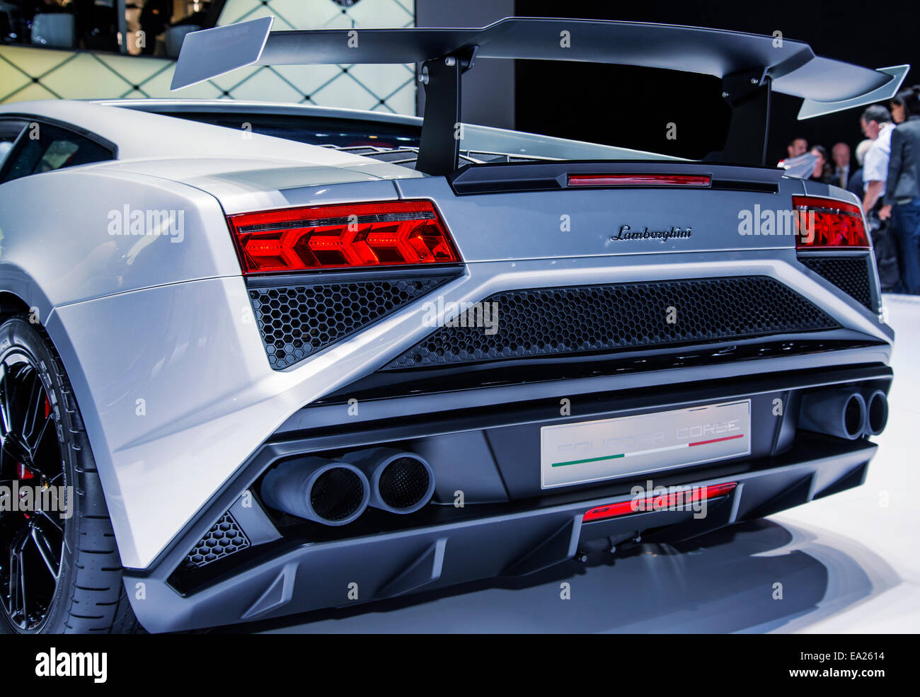 Vista posteriore di una vettura sportiva del marchio Lamborghini Foto Stock