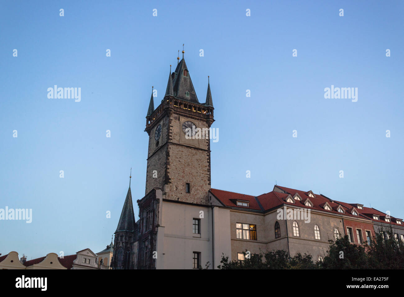 Il medievale Orologio Astronomico nella piazza della Città Vecchia di Praga Foto Stock