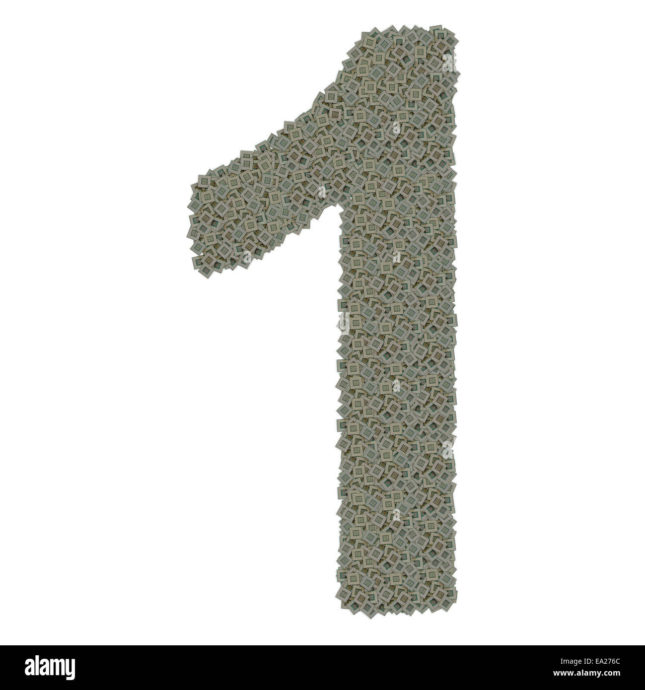 Numero 1 fatta di vecchio e sporco e microprocessori Foto Stock