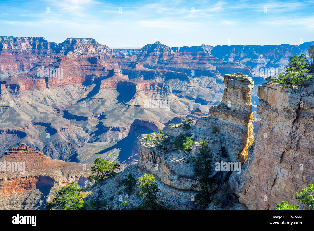 South Rim vista del Grand Canyon in una giornata di sole Foto Stock