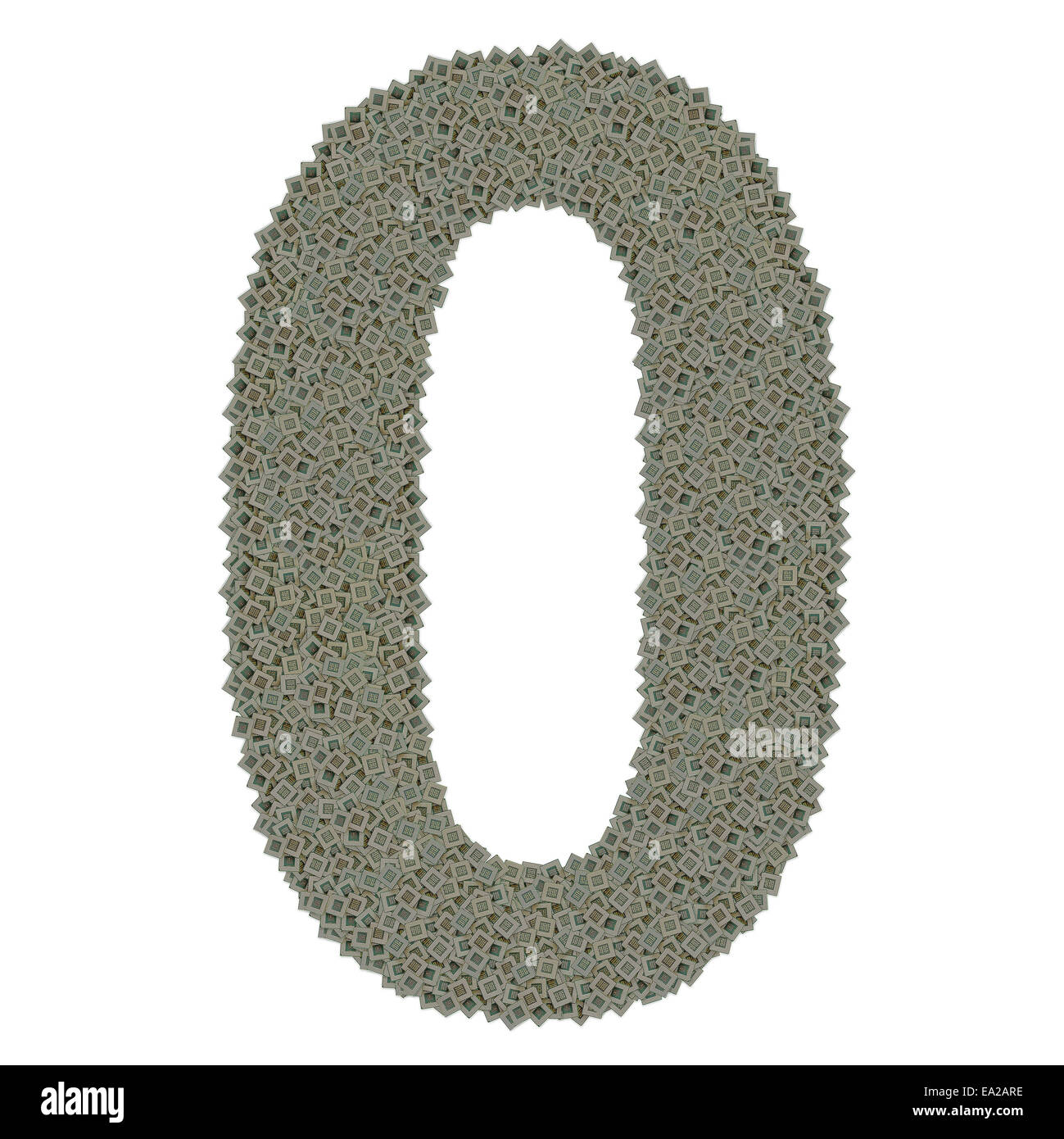 Numero 0 fatta di vecchio e sporco e microprocessori Foto Stock