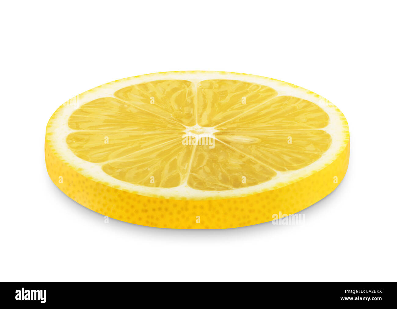 Fettina di limone isolatad su uno sfondo bianco. Tracciato di ritaglio Foto Stock
