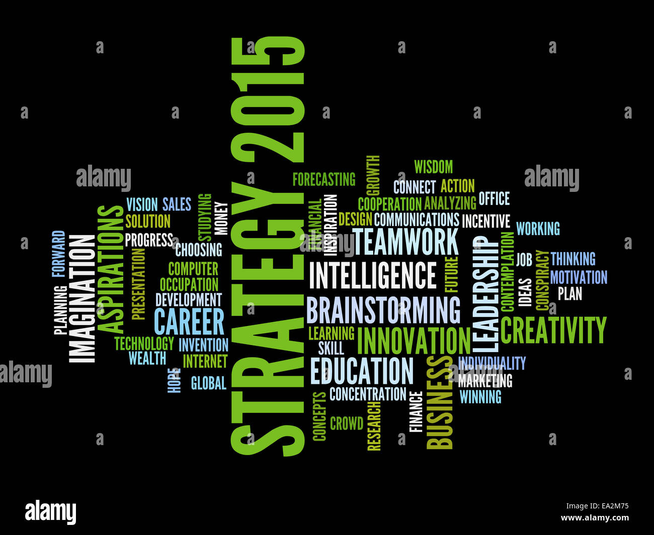 La strategia aziendale nel 2015 concept word cloud Foto Stock