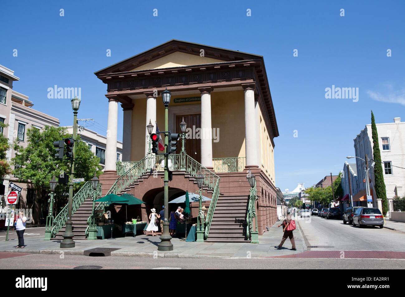 Vecchia città di mercato nel quartiere del centro storico di Charleston, Carolina del Sud. Foto Stock