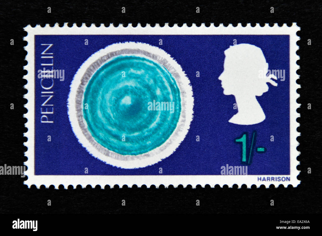 Francobollo. La Gran Bretagna. La regina Elisabetta II. British scoperta e invenzioni. Penicillium notatum. 1967. Foto Stock