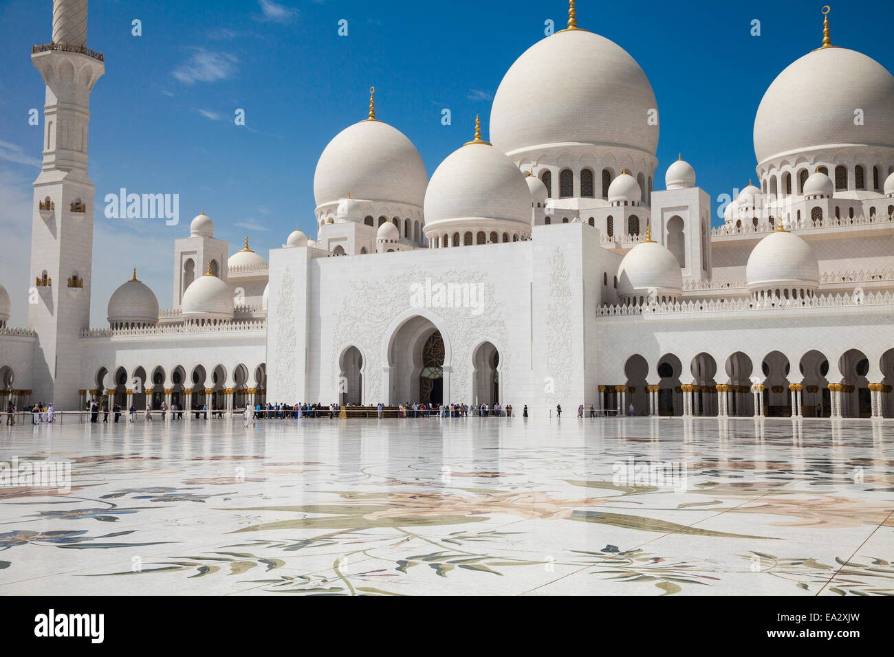 Sheikh Zayed Grande Moschea di Abu Dhabi, Emirati Arabi Uniti, Medio Oriente Foto Stock