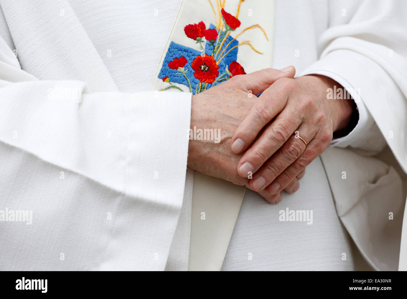 Un sacerdote cattolico, cattedrale di Amiens, Somme, Francia, Europa Foto Stock