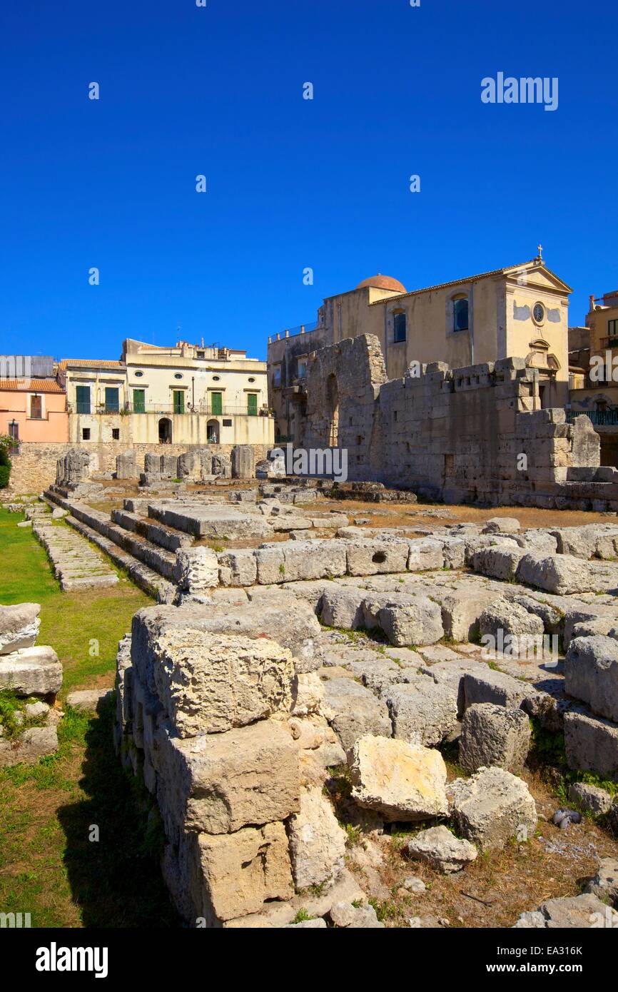 Rovine del tempio di Apollo, Ortigia, Siracusa, Sicilia, Italia, Europa Foto Stock