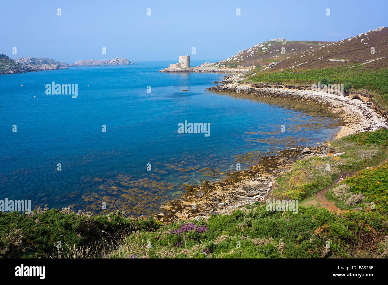 Cromwell's Castle, Isola di Tresco, isole Scilly, Regno Unito, Europa Foto Stock