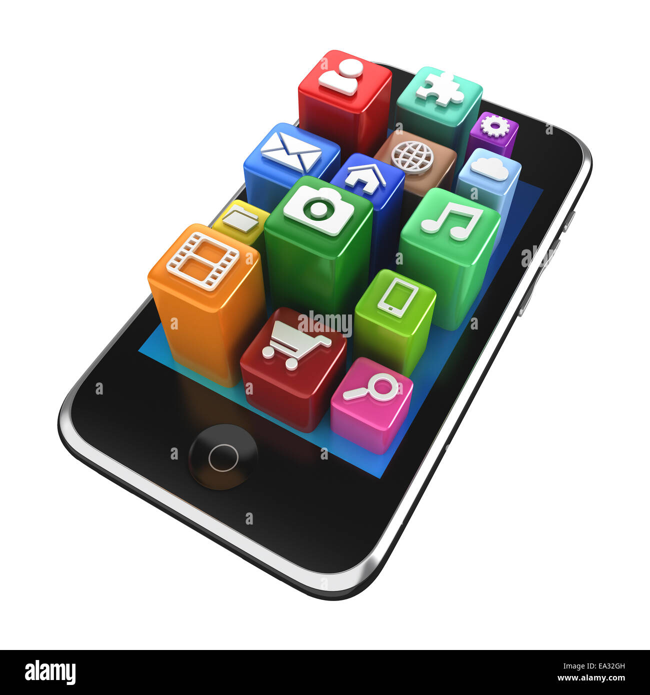 Smartphone le icone delle app - isolato su bianco Foto Stock