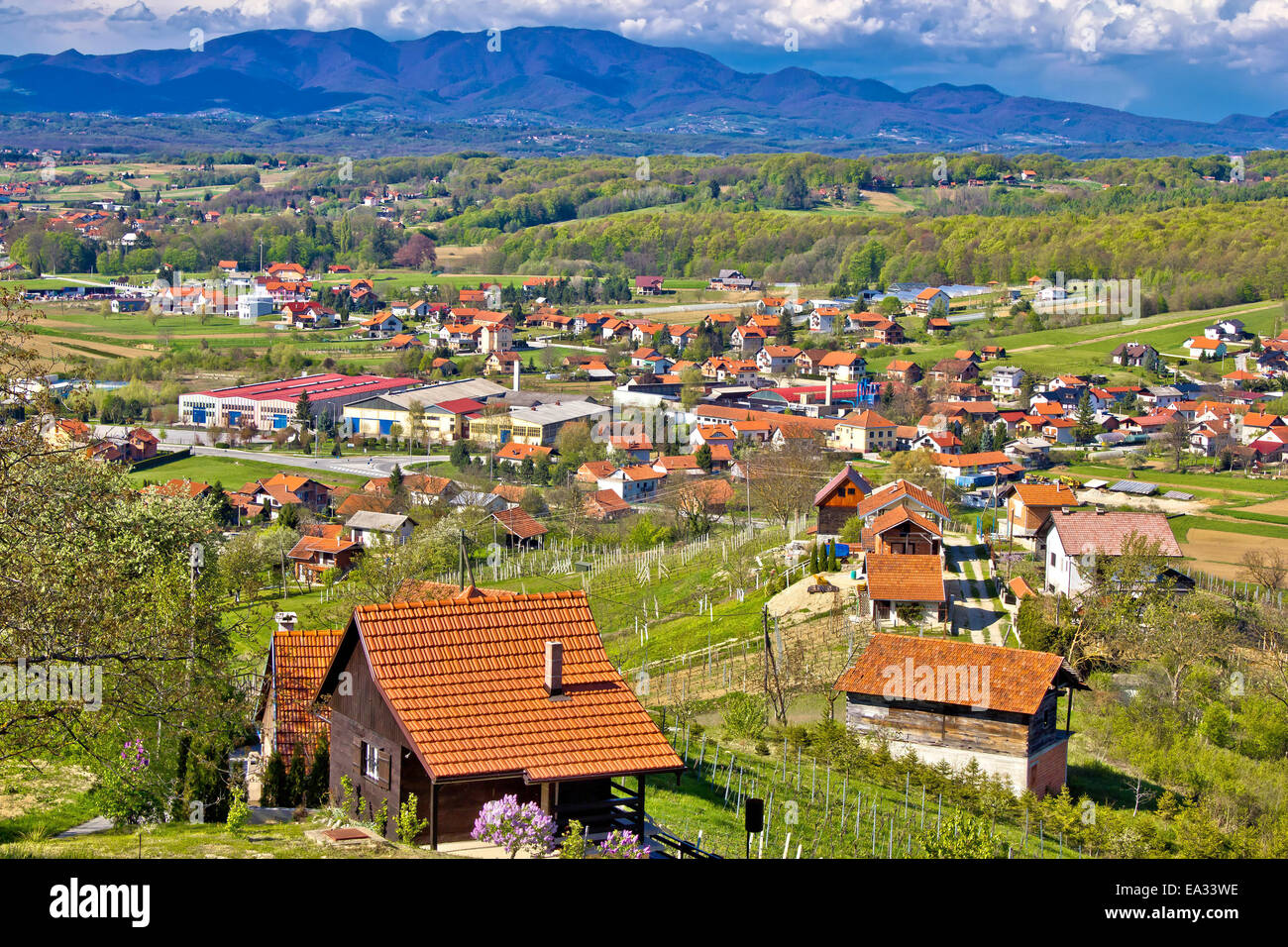 Villaggio Verde della regione di Zagorje Foto Stock