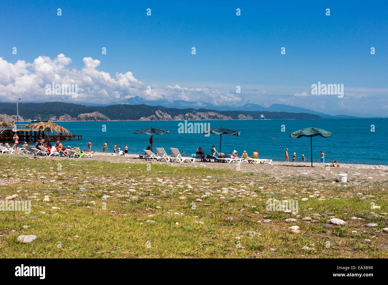 Il litorale del Mar Nero, Pitsunda, Abcasia Foto Stock