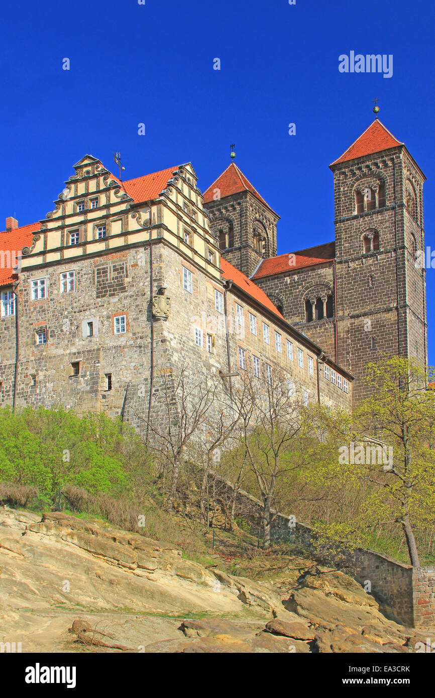 La collina del Castello di Quedlinburg, Germania Foto Stock