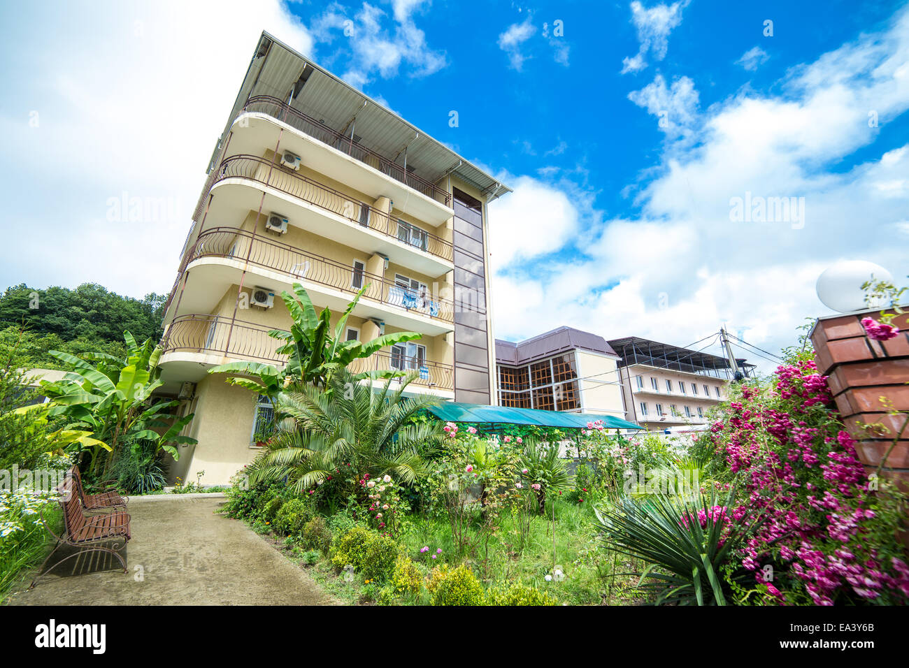 Hotel moderno edificio, Sochi, Regione Krasnodar, Russia Foto Stock