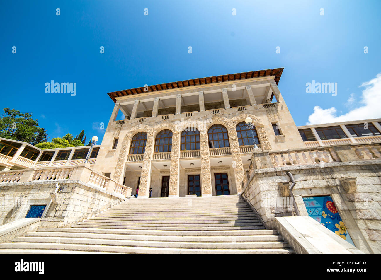 Vintage hotel edificio, Sochi, Regione Krasnodar, Russia Foto Stock