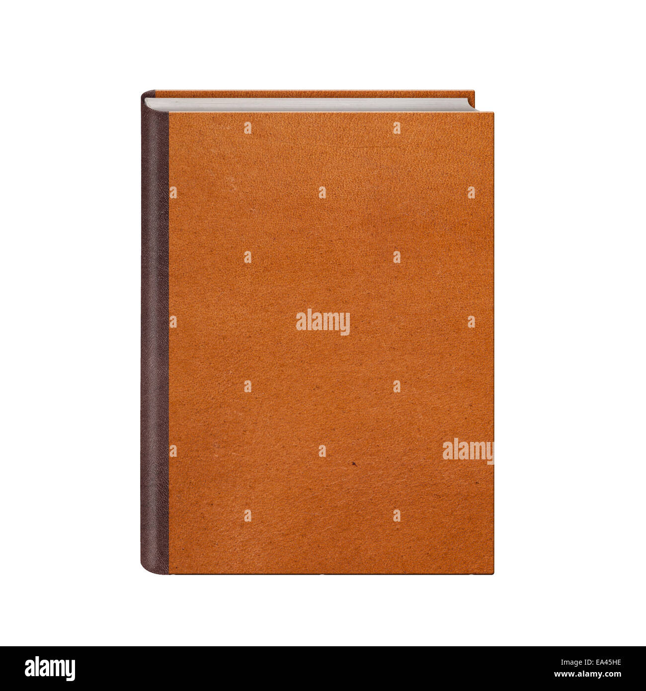 Prenota con pelle marrone isolato con copertina rigida Foto Stock