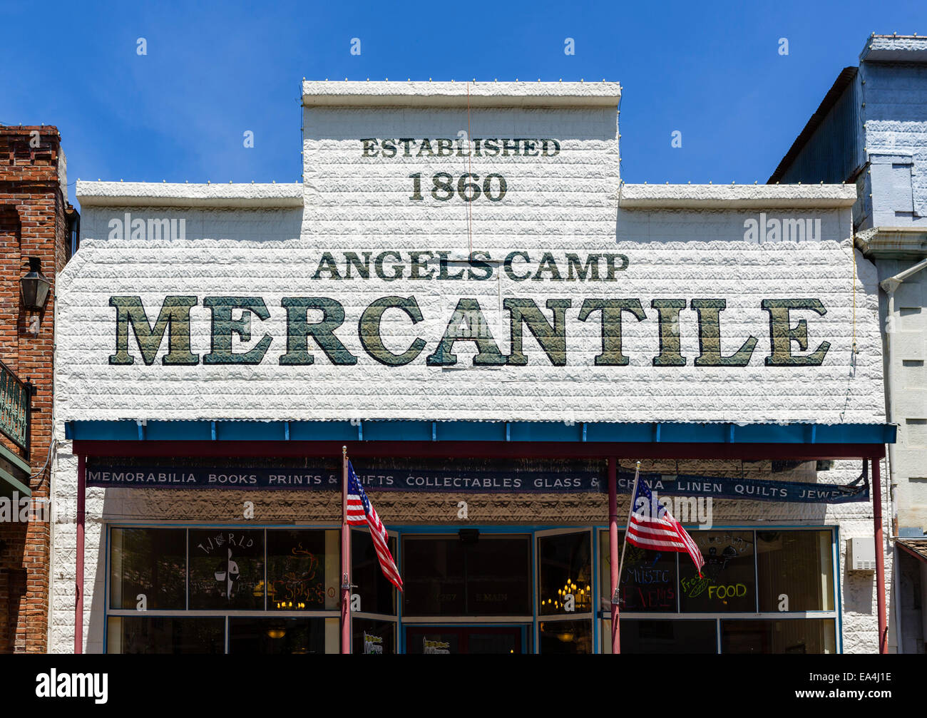 Archivio storico sulla strada principale in oro antico città mineraria di Angels Camp, Calaveras County, Southern Gold Country, CALIFORNIA, STATI UNITI D'AMERICA Foto Stock