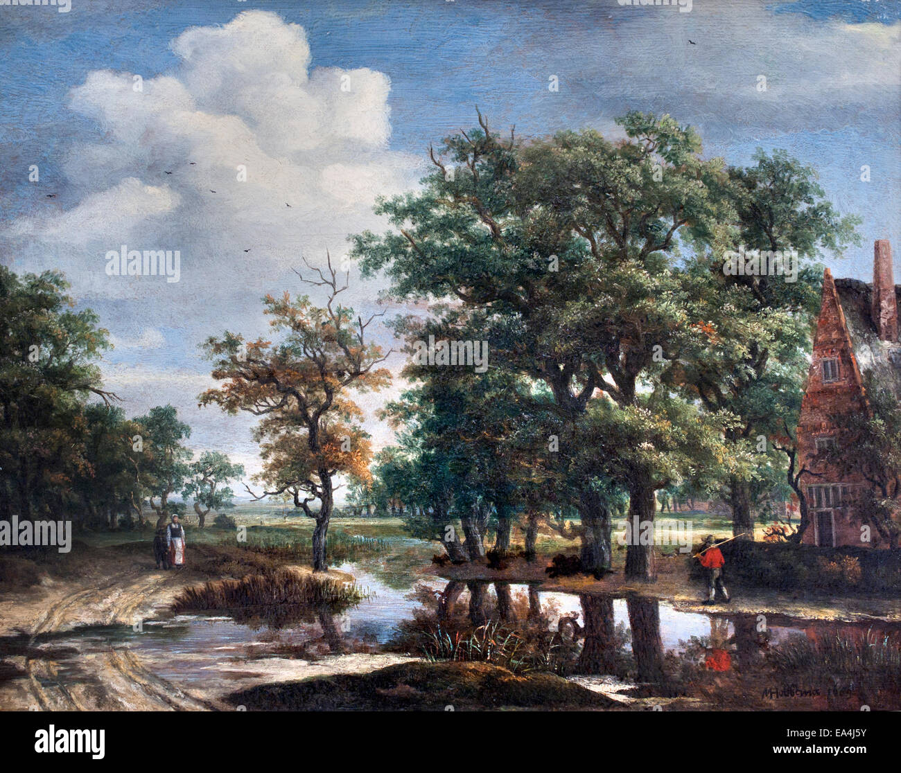 Paysage - paesaggio da Meindert Hobbema (1638 - 1709) Olandese Golden Age pittore paesaggista Paesi Bassi Foto Stock