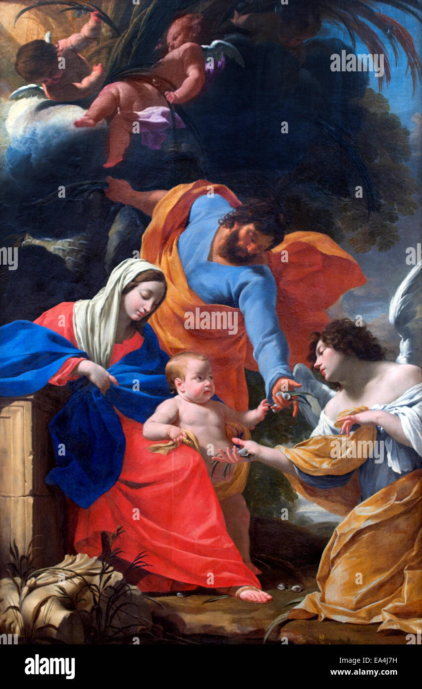 Le operazioni di pronti contro termine en Egitto - Resto in Egitto Simon Vouet 1590 -1649 pittore francese introdurre il Barocco italiano stile di pittura Francia Foto Stock