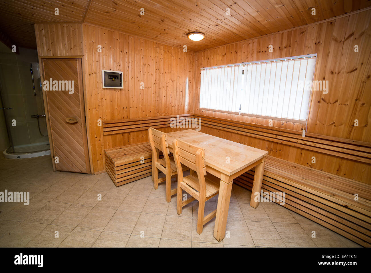 Interno sauna Foto Stock