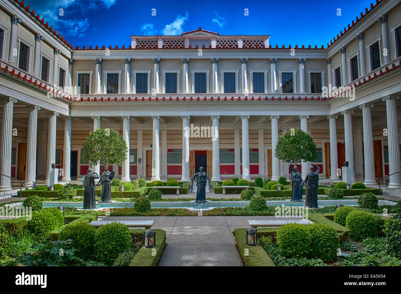 Il Getty Villa su una soleggiata giornata di ottobre in California Foto Stock