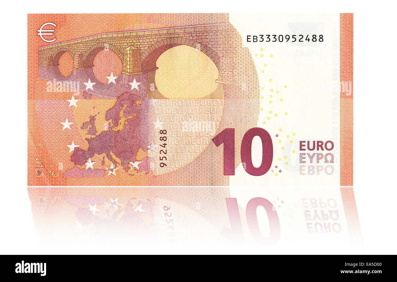 Dieci euro nota, vista posteriore Foto Stock