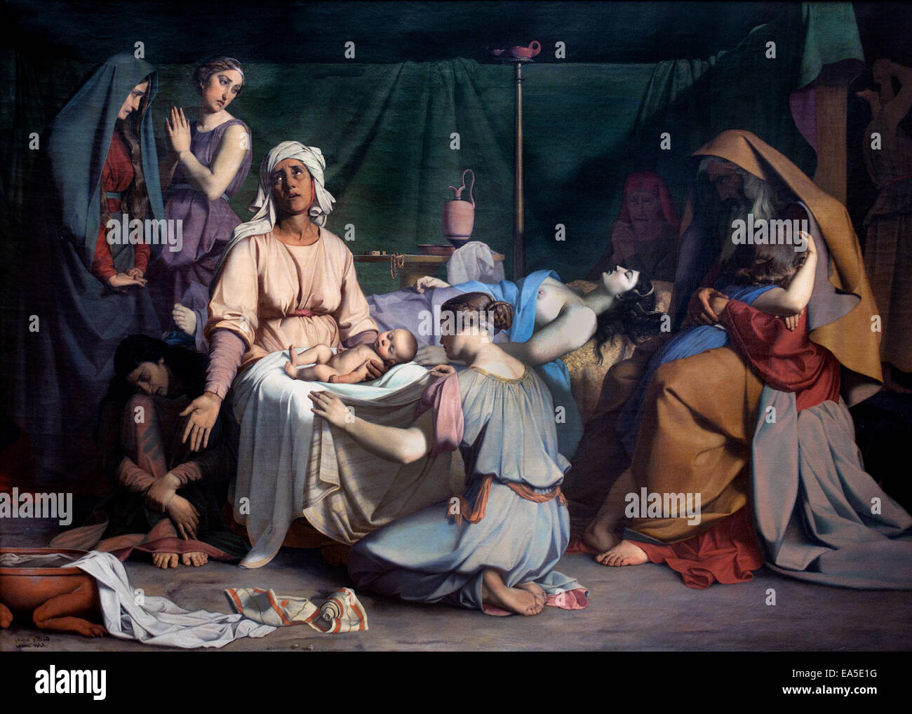 Nascita di Beniamino e la morte di Rachel da Jacques Pilliard 1814-1898 Francia - Francese Foto Stock