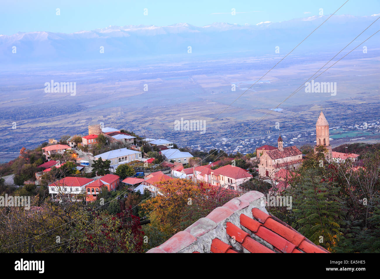 Vista aerea di Sighnaghi nella regione di Kakheti, Georgia Foto Stock