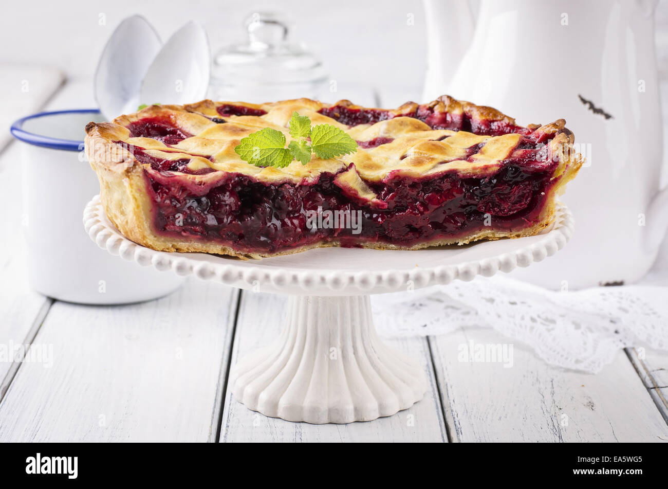 torta di ciliegie Foto Stock