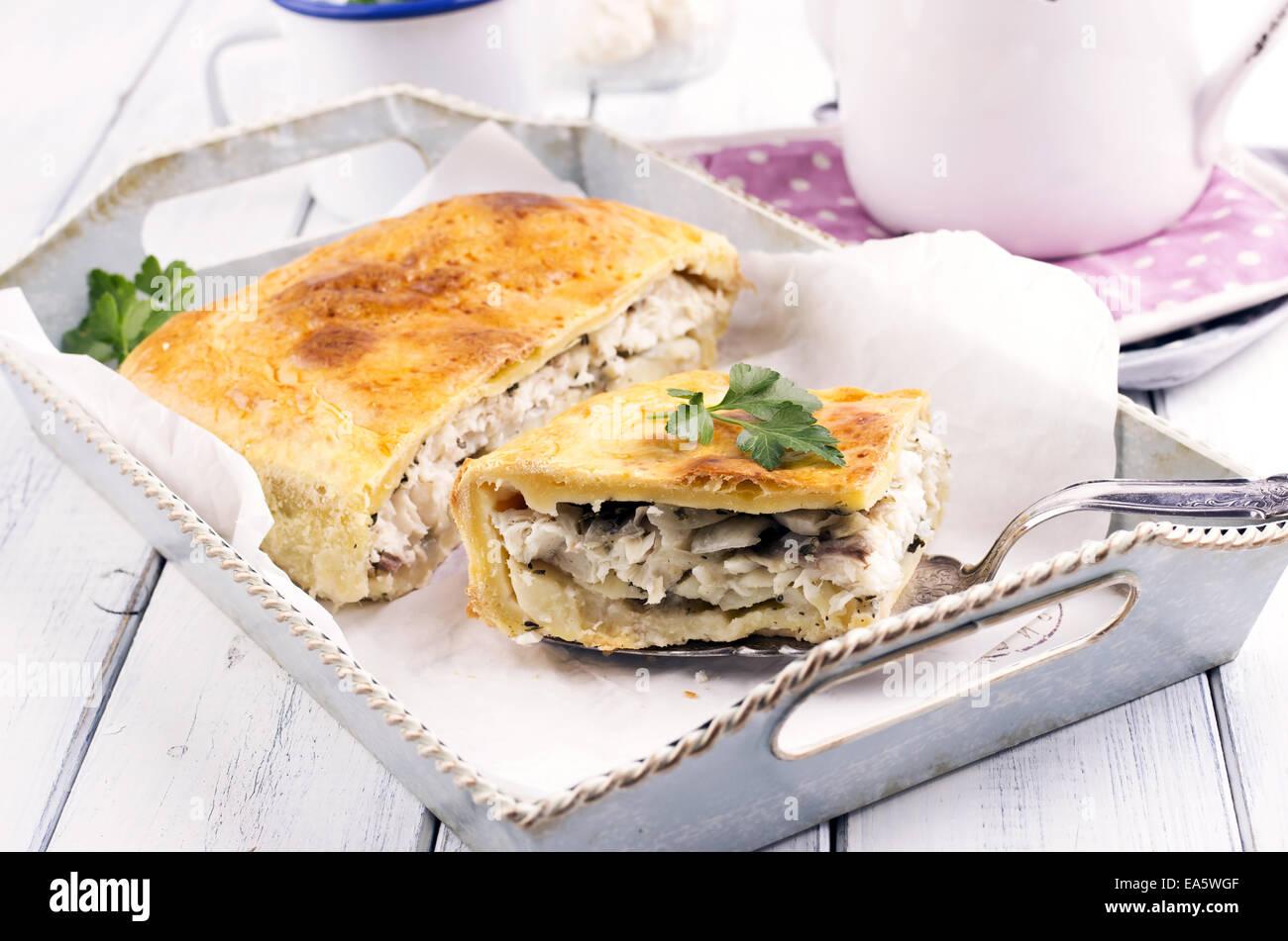 Torta di pesce Foto Stock