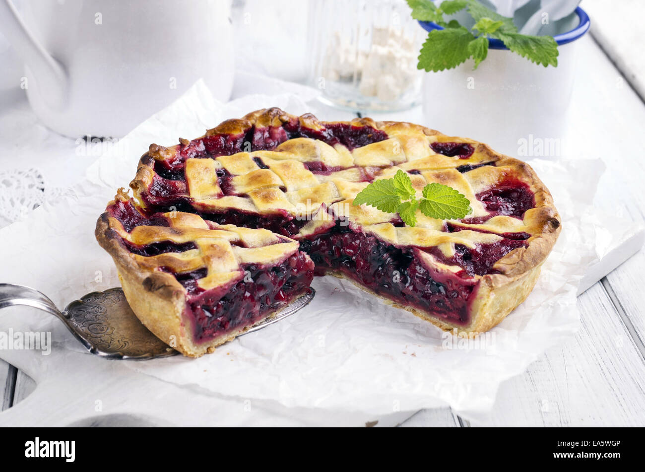 torta di ciliegie Foto Stock