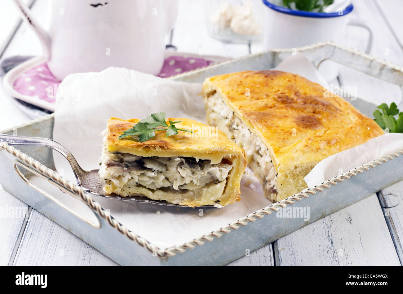 Torta di pesce Foto Stock