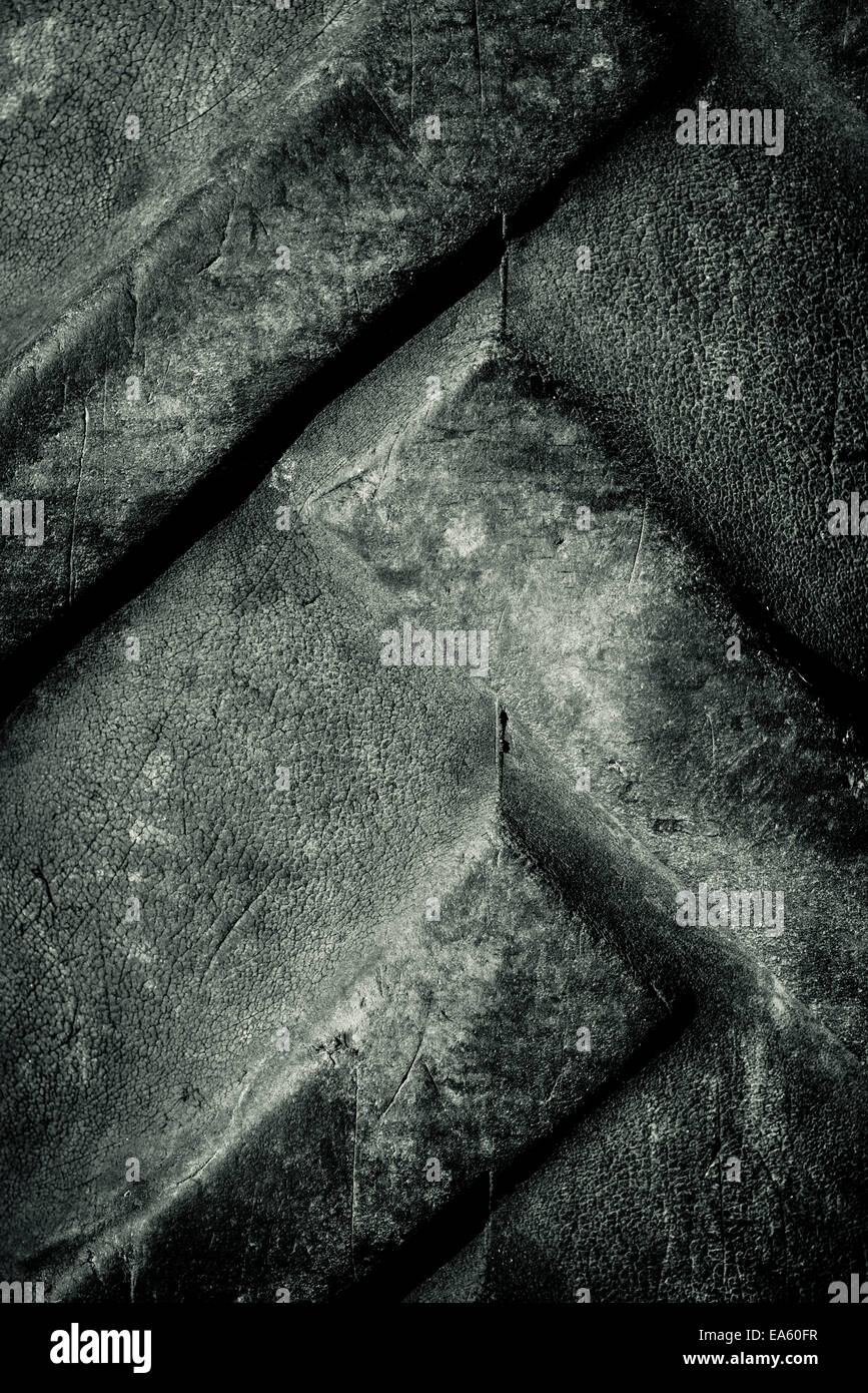 Chiusura del vecchio usura degli pneumatici in gomma Foto Stock