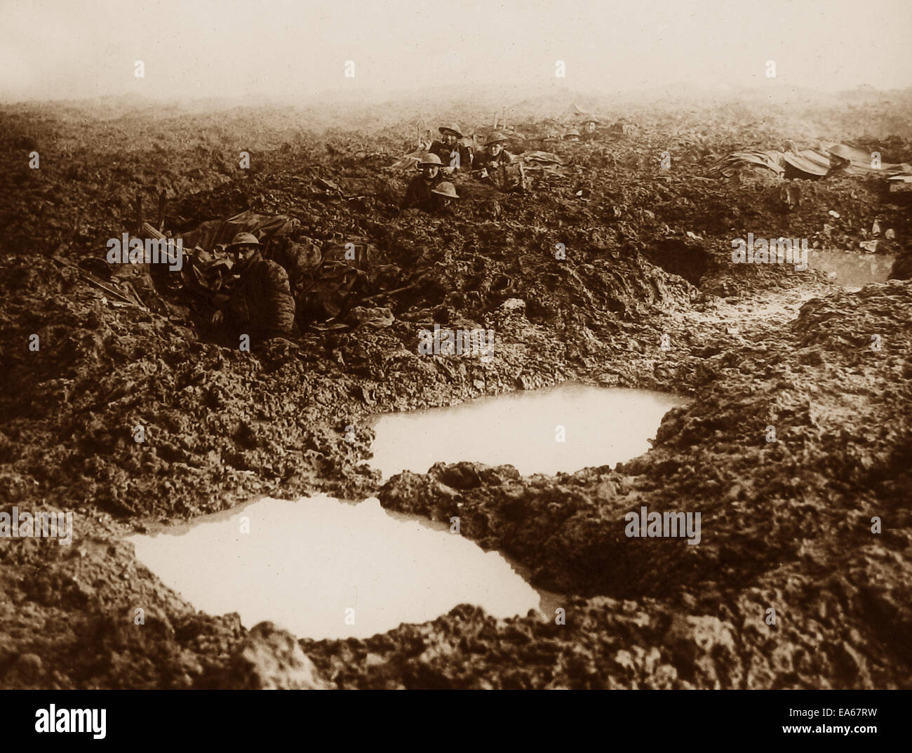 Canadian mitraglieri a Passchendaele il 11 novembre 1917 Foto Stock