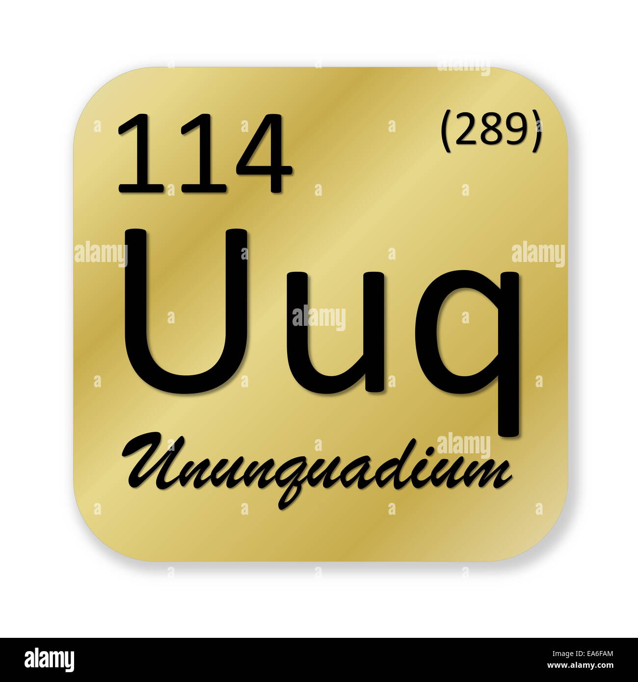 Ununquadium o elemento Flerovium Foto Stock