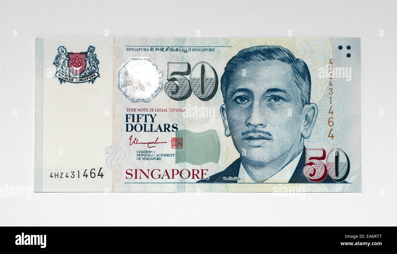 Singapore 50 cinquanta dollari nota banca Foto Stock