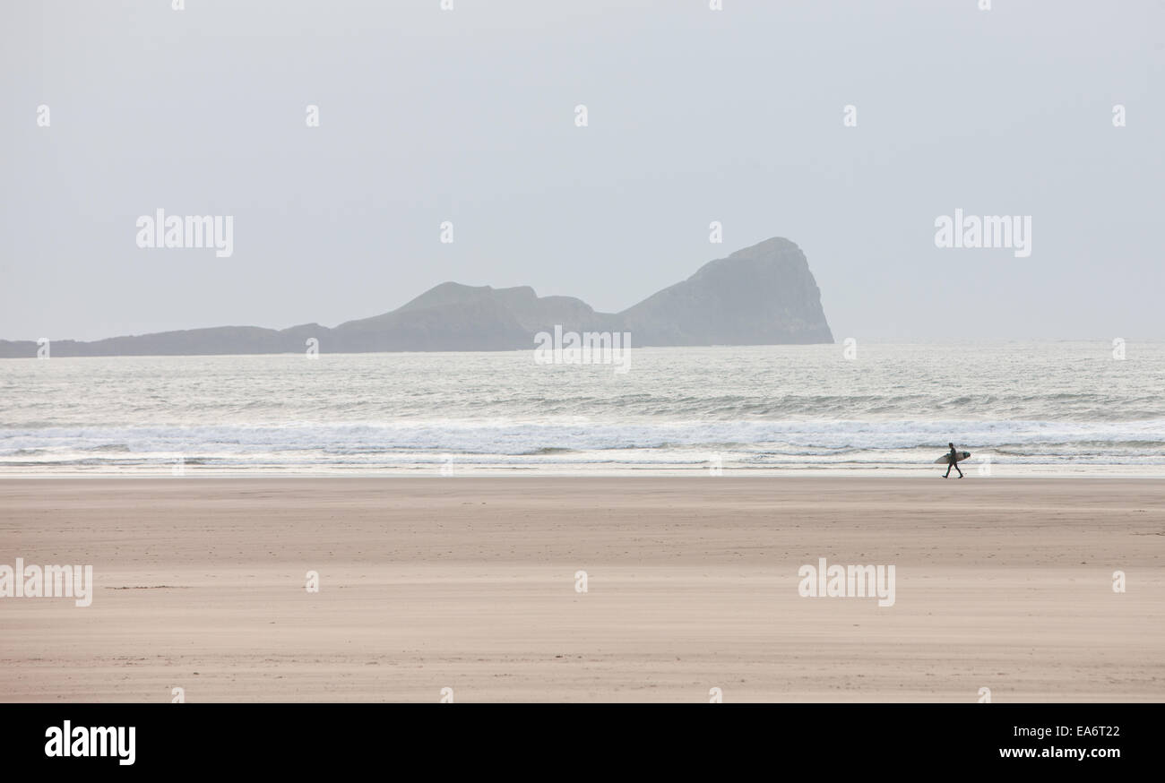 Rhosili,Rhossili,Rhossilli, baia Llangenneth langenneth,beach,Worm testa,del worm, Gower Peninsula, Swansea,Swansea County, Galles Foto Stock