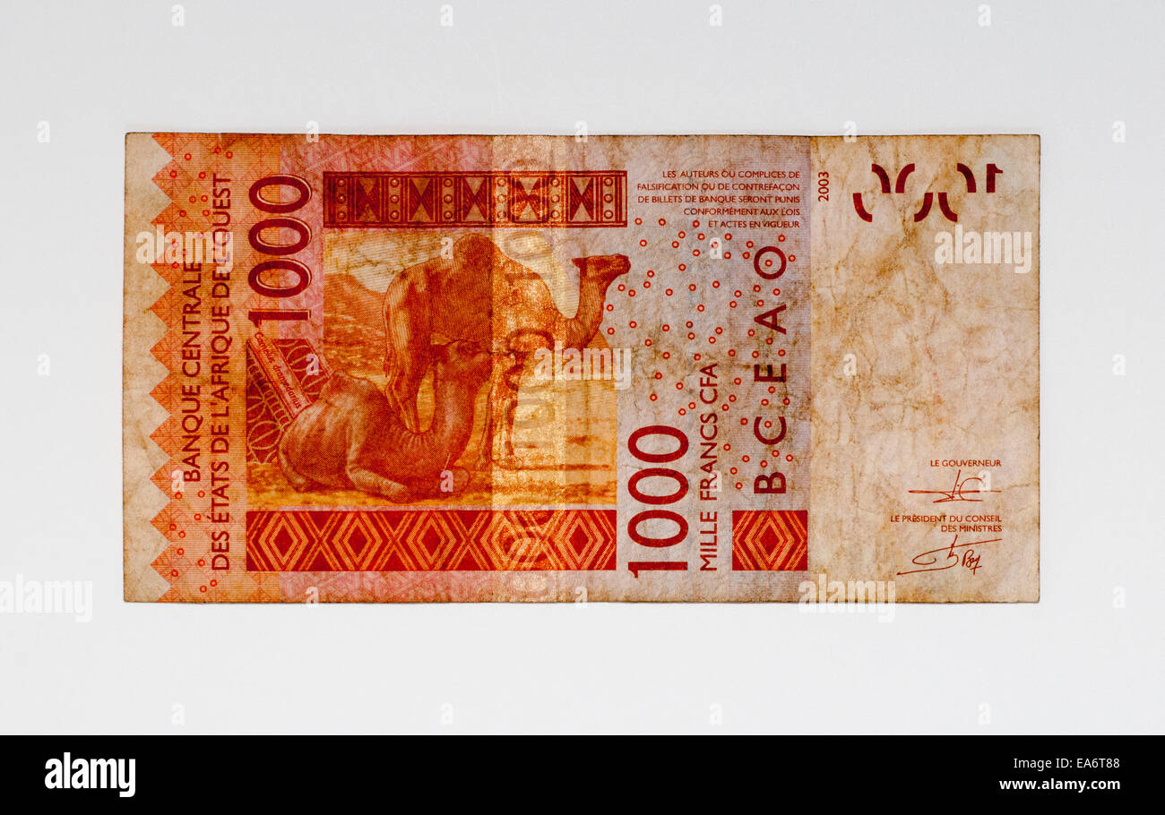La Costa d Avorio 1000 Mille Franco nota banca della Costa d Avorio Foto Stock