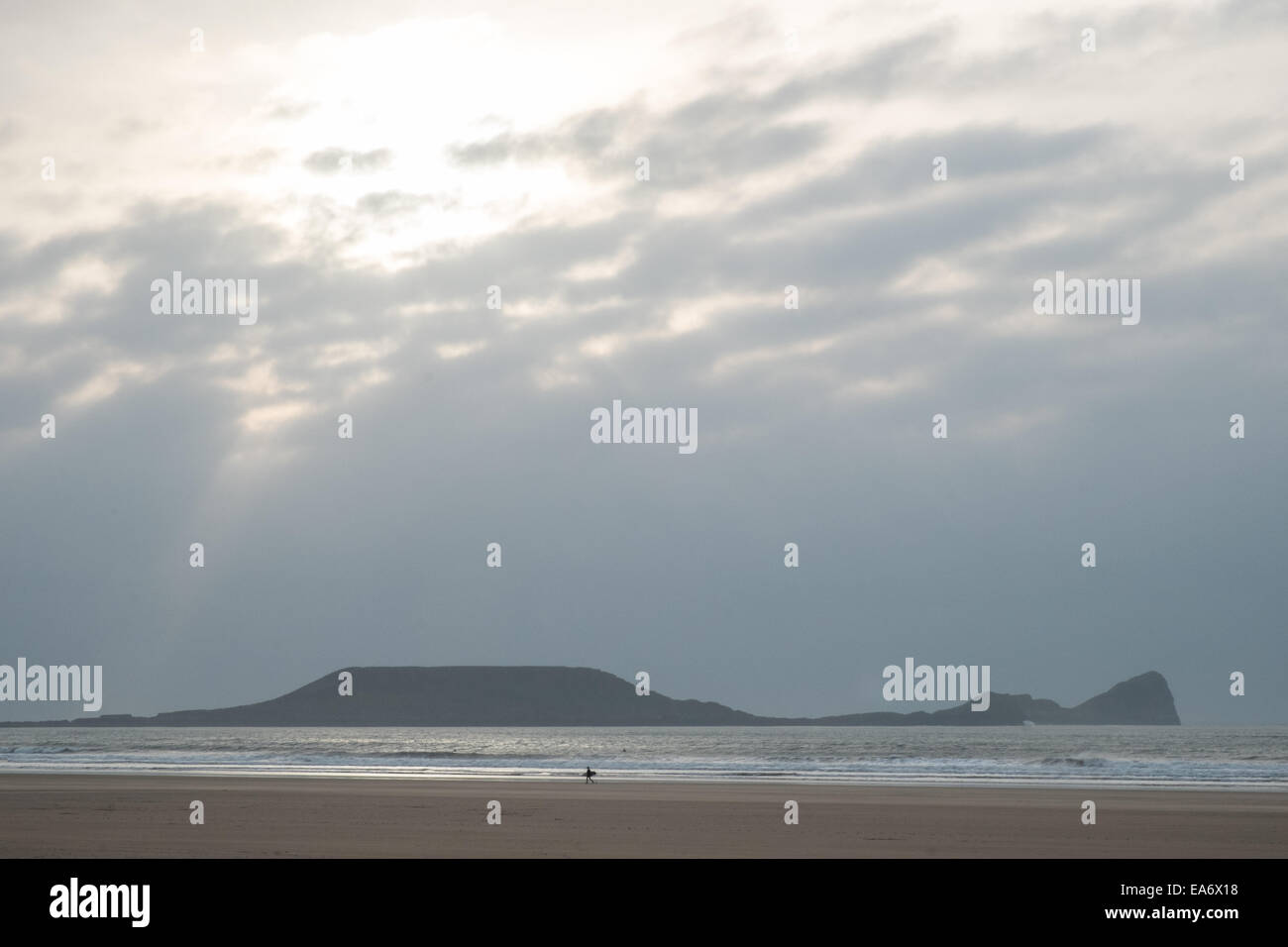 Rhosili,Rhossili,Rhossilli, baia Llangenneth langenneth,beach,Worm testa,del worm, Gower Peninsula, Swansea,Swansea County, Galles Foto Stock