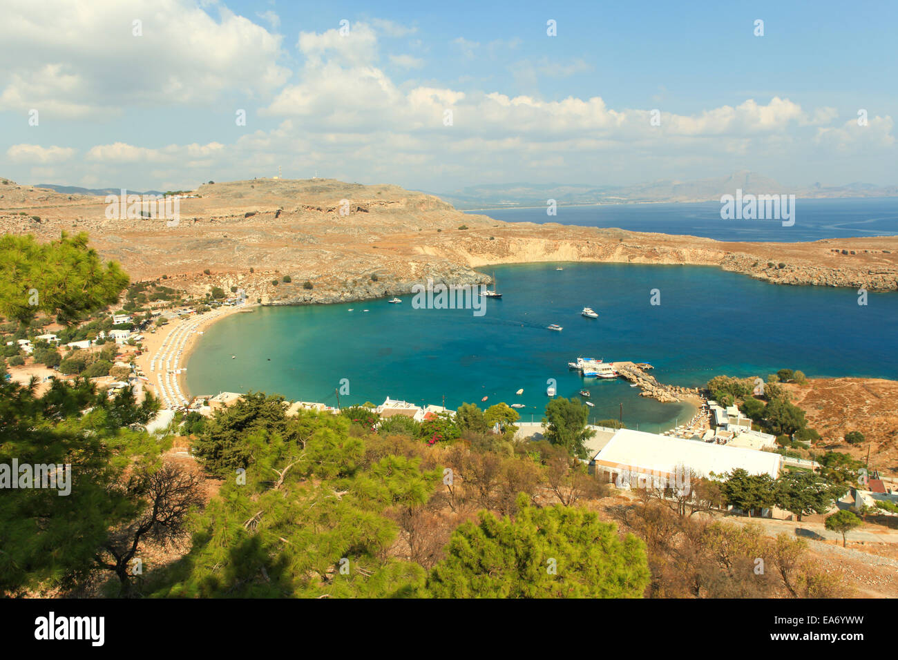 Blue Bay di Lindos, Rodi - Grecia. Foto Stock